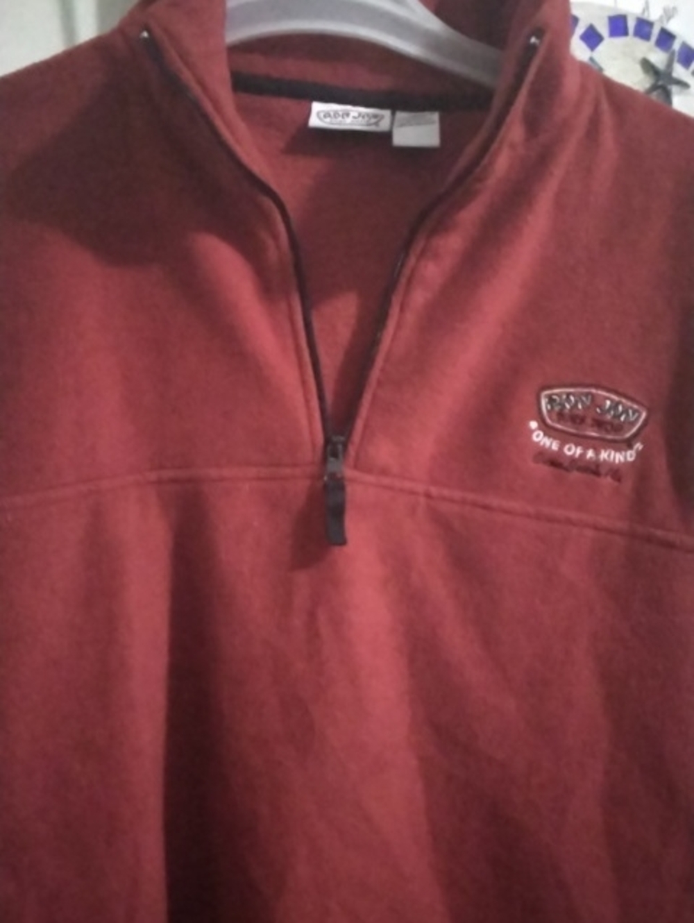 Ron Jon Authentic Men's Red Quarter-Zip Pullover Fleece Sz Medium